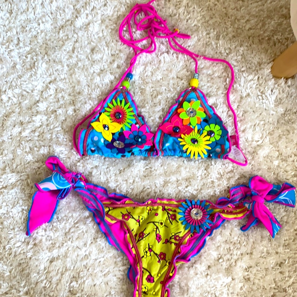 New Cocoa Beach Multicolor Flower Bikini size S
